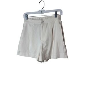 Varley Shorts Womens XS White‎ Stretch Twill Pleated Chino Elastic Waist Casual